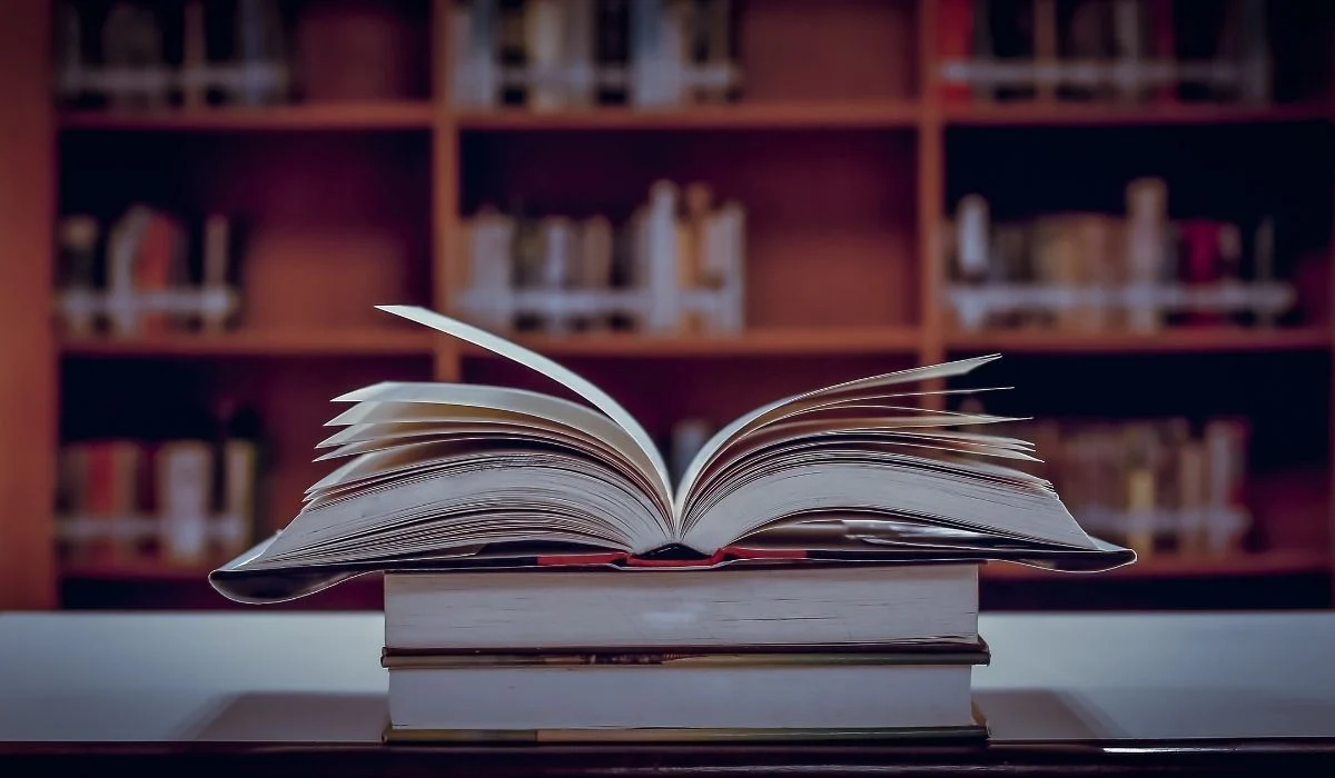 Books on a table